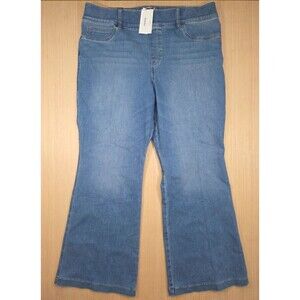 SPANX Flare Pull On Jeans Stonewashed Blue Women's 3X 3T NEW